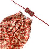 CARROT RED BLOCK PRINT GOTA DOG KURTA+RED BONE RAKHI FOR DOGS AND CATS