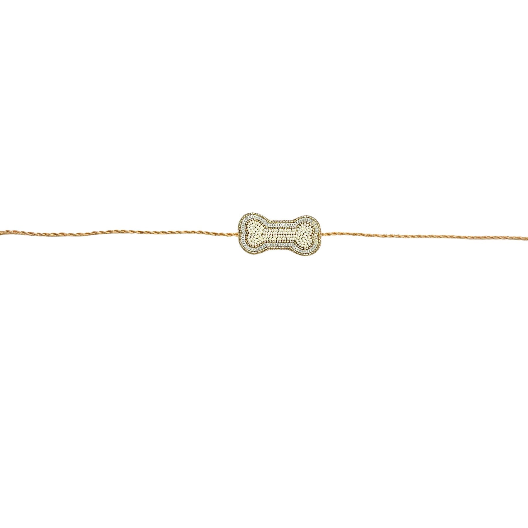 OFF-WHITE ZARI WORK  KURTA + OFF-WHITE PEARL GOLD BONE RAKHI FOR DOGS AND CATS