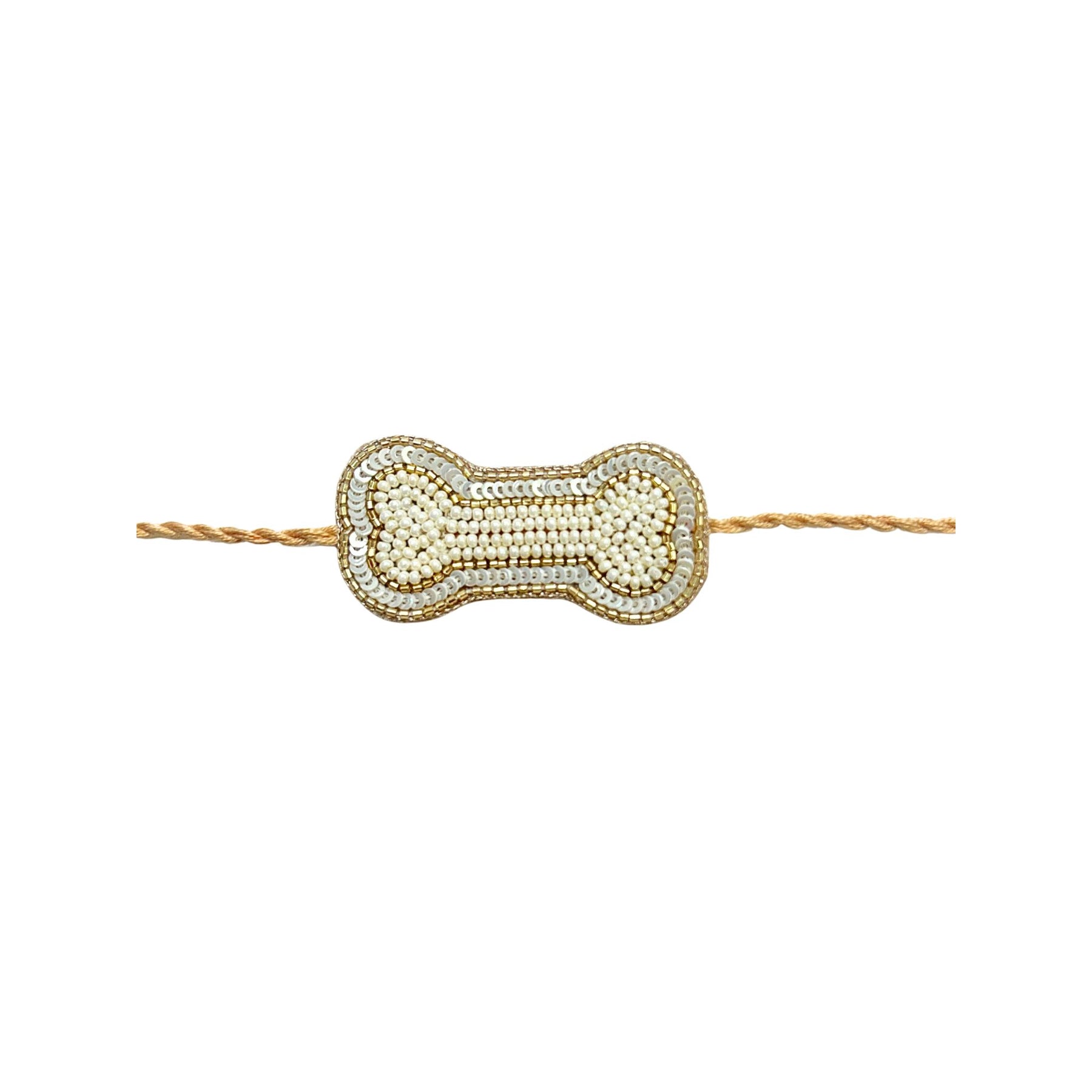 OFF-WHITE ZARI WORK  KURTA + OFF-WHITE PEARL GOLD BONE RAKHI FOR DOGS AND CATS