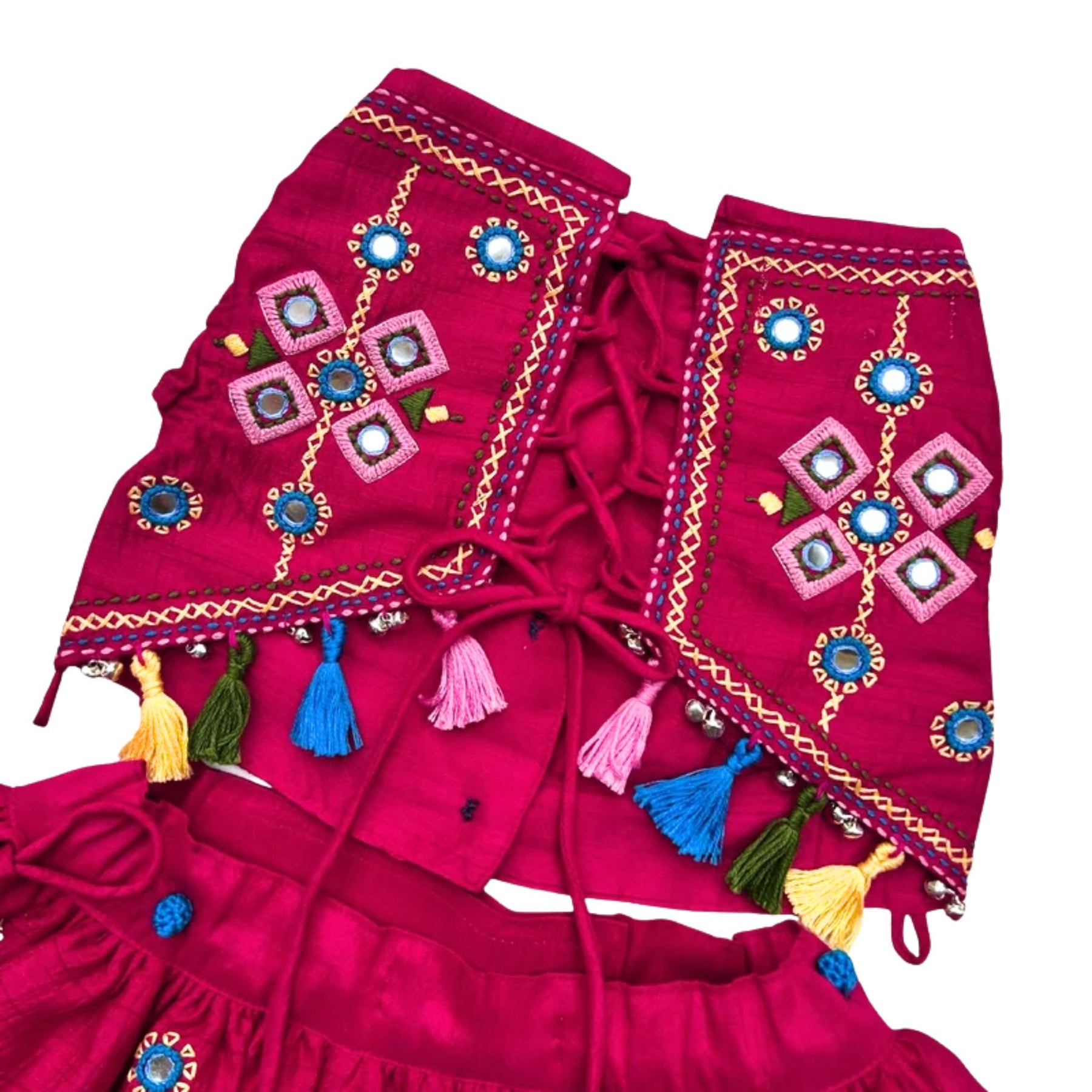 DARK MAGENTA KUTCH HAND EMBROIDERED LEHENGA FOR DOGS AND CATS