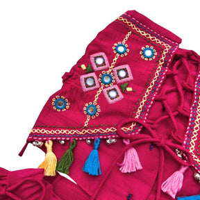 DARK MAGENTA KUTCH HAND EMBROIDERED LEHENGA FOR DOGS AND CATS