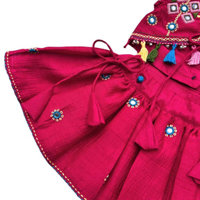 DARK MAGENTA KUTCH HAND EMBROIDERED LEHENGA FOR DOGS AND CATS