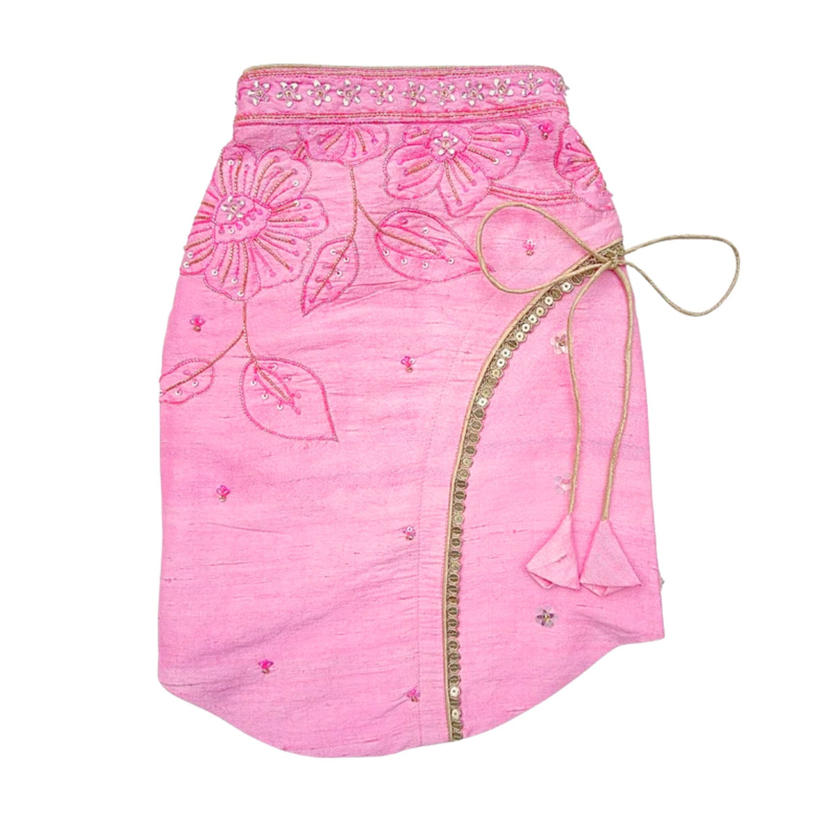PINK BEADED FLOWER APPLIQUE SHERWANI FOR DOGS AND CATS