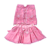 PINK BEADED FLOWER APPLIQUE HAND EMBROIDERED LEHENGA FOR DOGS AND CATS