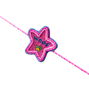 MAGENTA PINK PATIALA MOTIF DOG LEHENGA + PINK WOOF PAW RAKHI FOR DOGS AND CATS