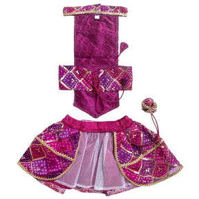 PURPLE PINK DOG LEHENGA + PURPLE PEARL RAKHI FOR DOGS AND CATS