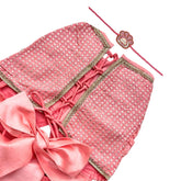 PEACH PINK SITARA BOW LEHENGA + PINK PAW-SOME RAKHI FOR DOGS AND CATS
