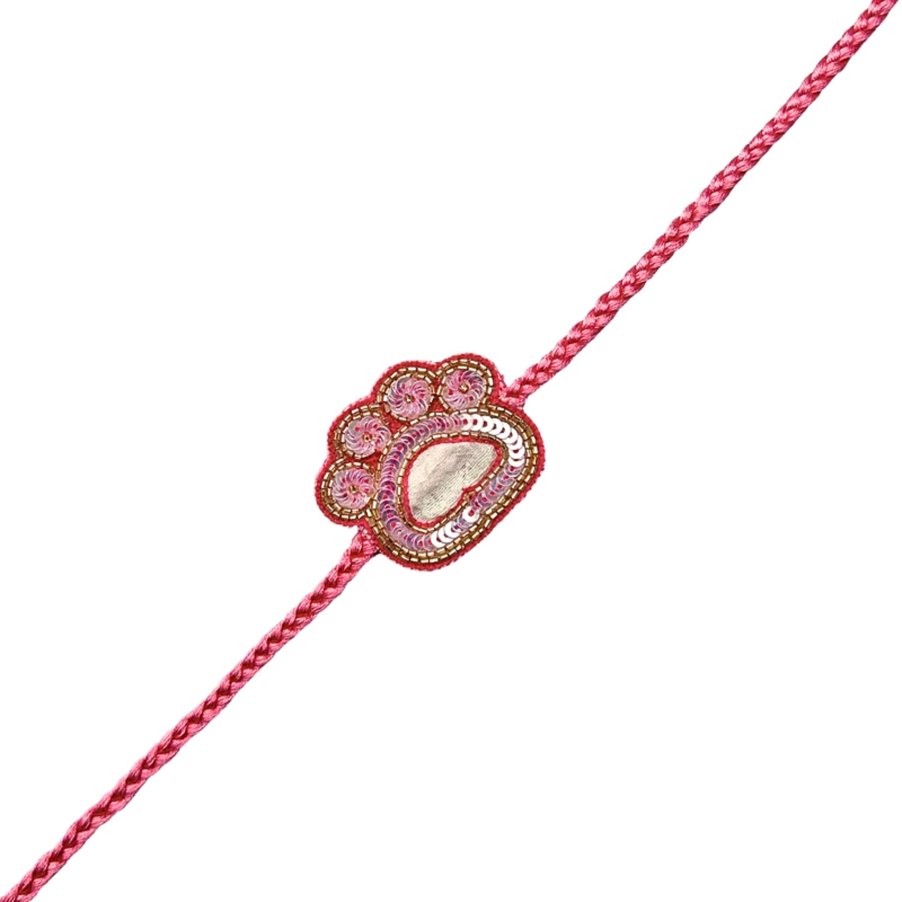 PEACH PINK SITARA BOW LEHENGA + PINK PAW-SOME RAKHI FOR DOGS AND CATS