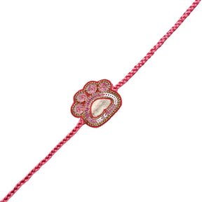 PEACH PINK SITARA BOW LEHENGA + PINK PAW-SOME RAKHI FOR DOGS AND CATS