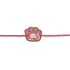 PEACH PINK SITARA BOW LEHENGA + PINK PAW-SOME RAKHI FOR DOGS AND CATS