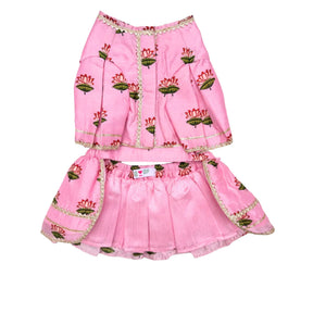 RAJKAMAL PINK LEHENGA + PINK BONE RAKHI FOR DOGS AND CATS