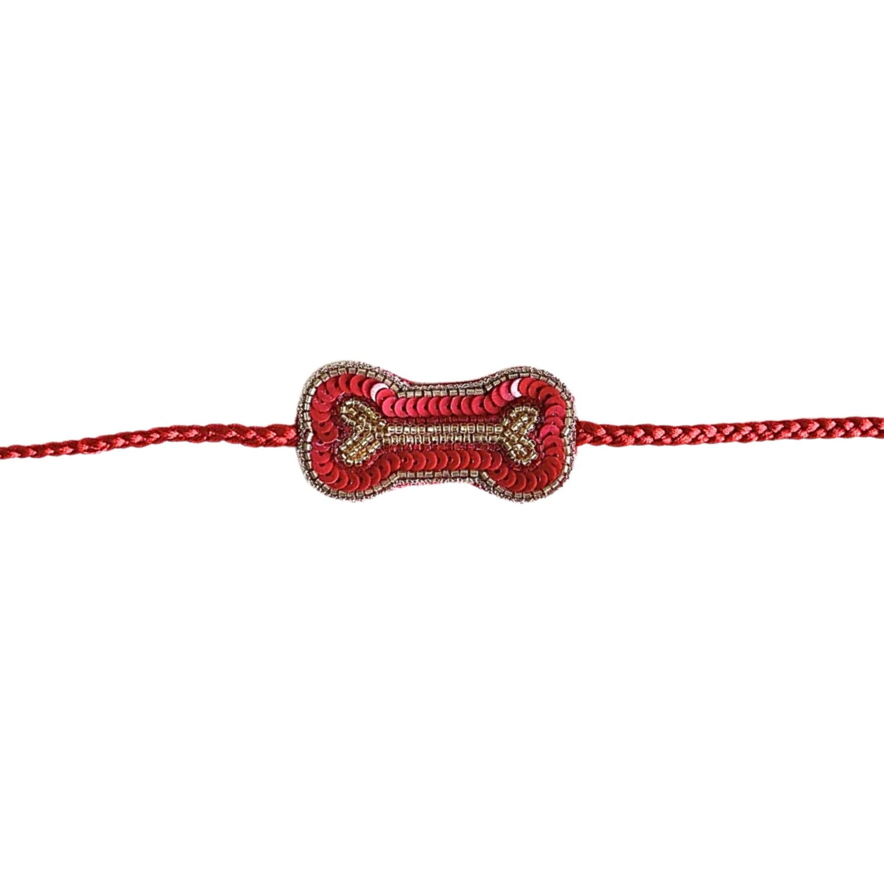 RED GOLD DOG LEHENGA + RED BONE RAKHI FOR DOGS AND CATS