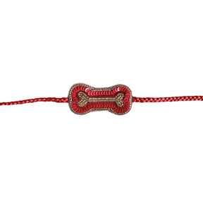 RED GOLD DOG LEHENGA + RED BONE RAKHI FOR DOGS AND CATS