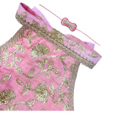 PASTEL PINK GOTA EMBROIDERED BOW LEHENGA + LIGHT PINK PEARL RAKHI FOR DOGS AND CATS