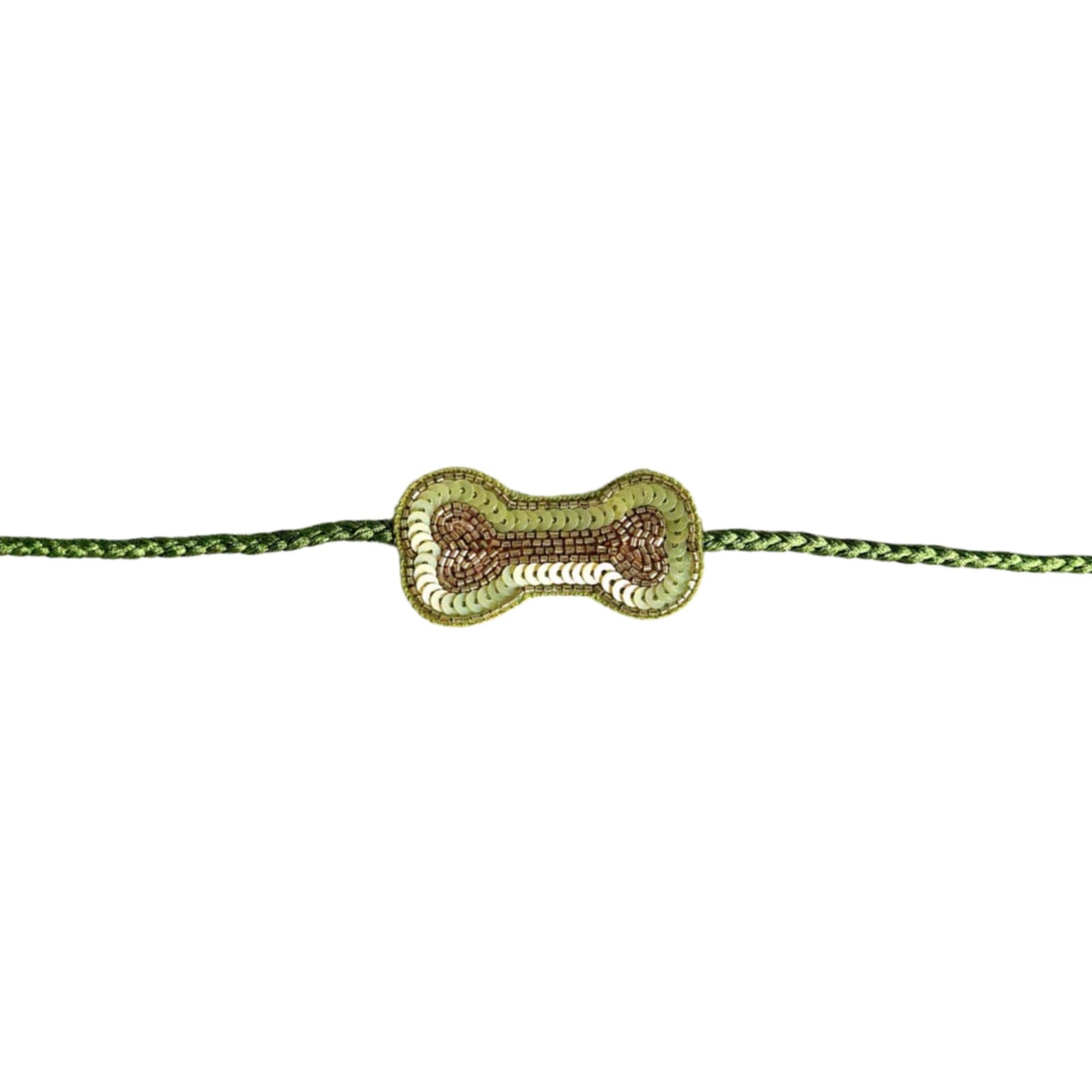 PASTEL GREEN GOTA EMBROIDERED BOW LEHENGA + LIGHT GREEN BONE RAKHI FOR DOGS AND CATS