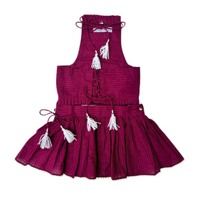 DARK MAGENTA IKAT TIE UP LEHENGA + LITTLE SISTER HEART RAKHI FOR DOGS AND CATS