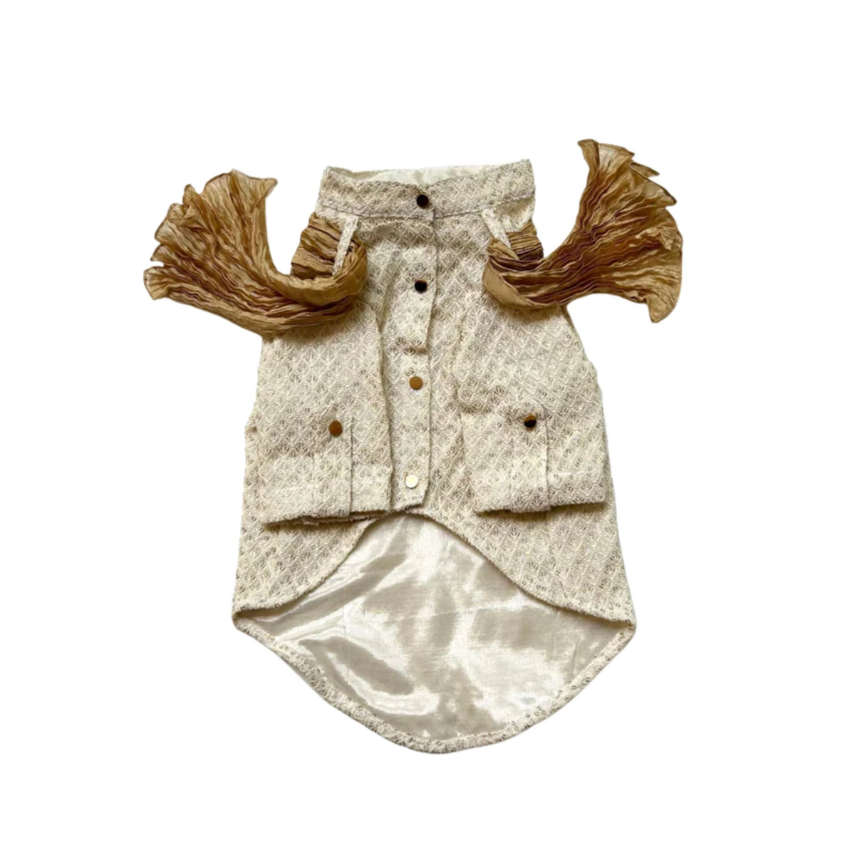OFFWHITE EMBROIDERED KURTA +OFF-WHITE PEARL GOLD BONE RAKHI FOR DOGS AND CATS
