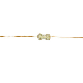 OFFWHITE EMBROIDERED KURTA + SILVER PEARL GOLD BONE RAKHI FOR DOGS AND CATS