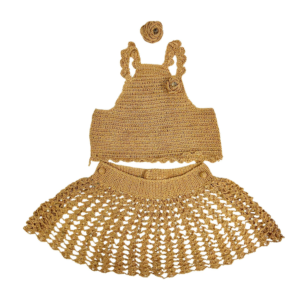 AURE GOLD CROCHET LEHENGA FOR DOGS AND CATS