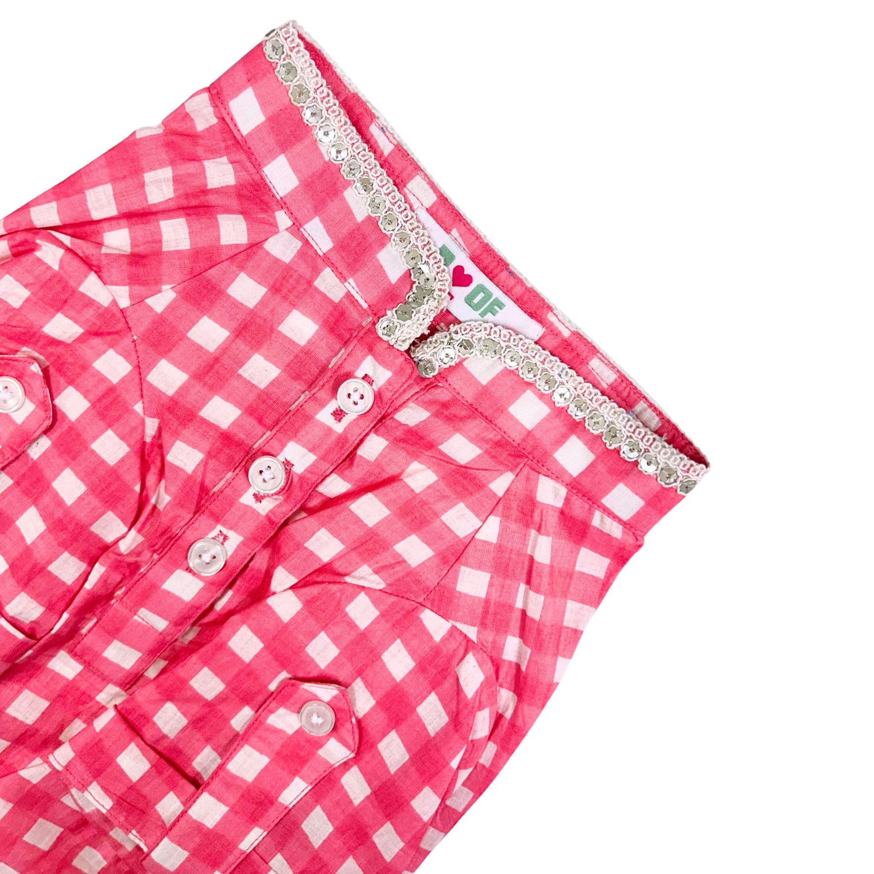 PINK CHECK COTTON  DOG KURTA FOR DOGS AND CATS