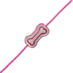 PINK CHECKED COTTON KURTA + SILVER PINK PEARL BONE RAKHI FOR DOGS AND CATS