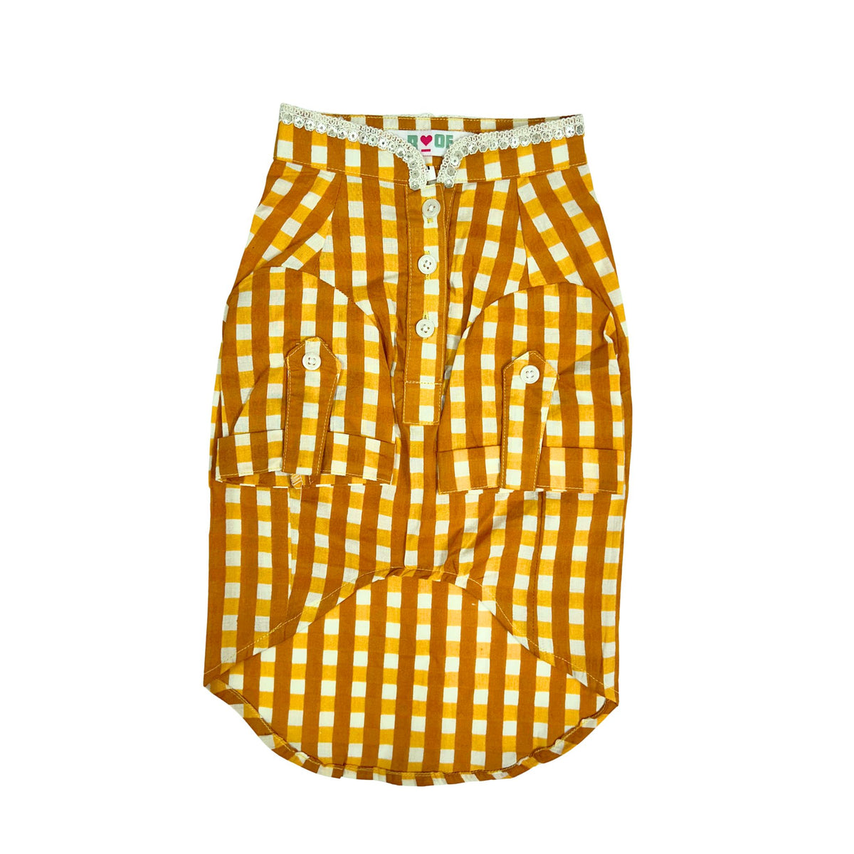 YELLOW CHECKERED COTTON KURTA FOR DOGS AND CATS