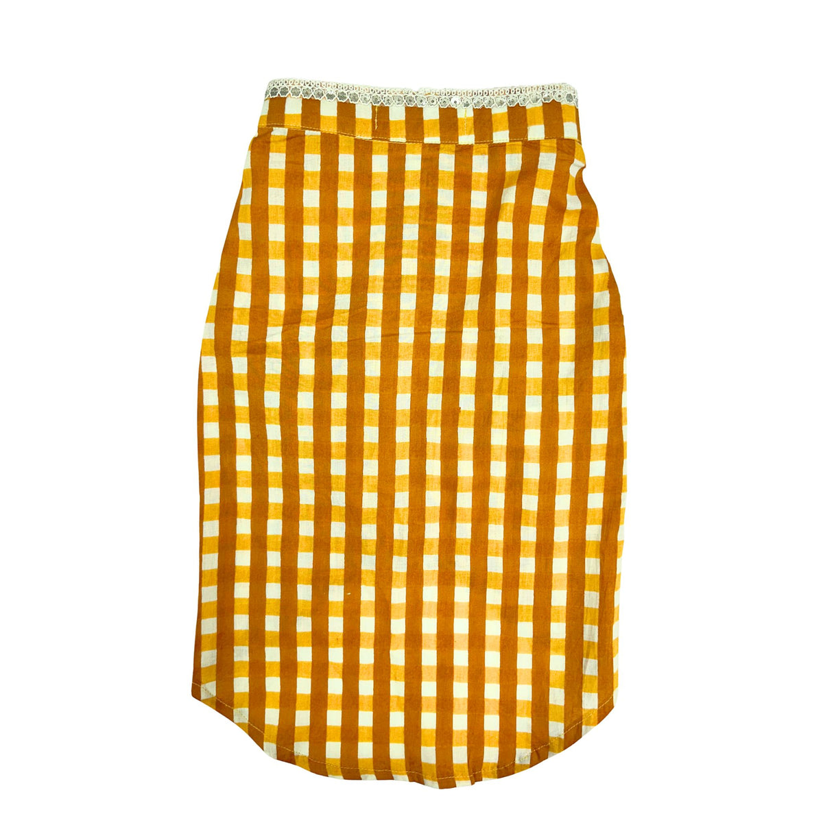 YELLOW CHECKERED COTTON KURTA FOR DOGS AND CATS