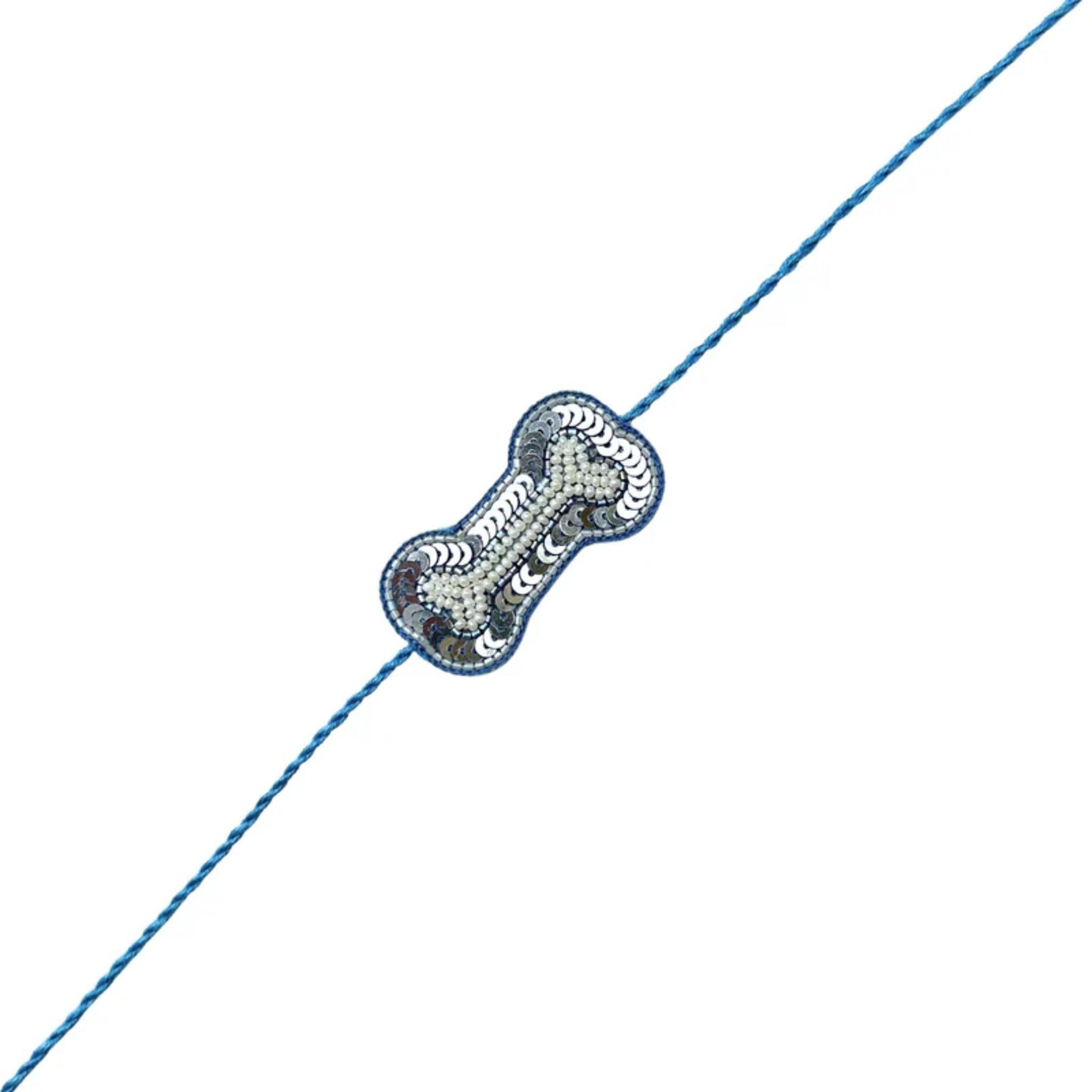 BLUE PET COTTON KURTA + SILVER BLUE BONE RAKHI FOR DOGS AND CATS