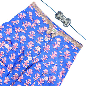 BLUE PET COTTON KURTA + SILVER BLUE BONE RAKHI FOR DOGS AND CATS