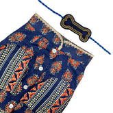 NEEL AJRAKH COTTON KURTA + BLUE BONE GOLD RAKHI FOR DOGS AND CATS
