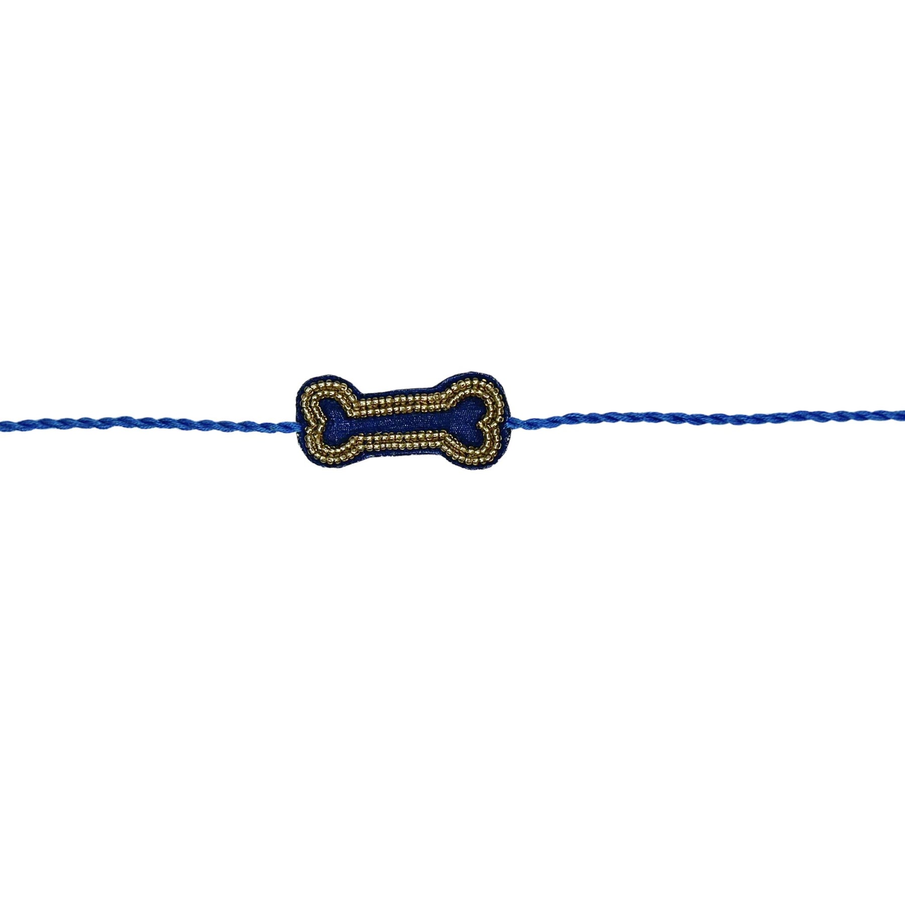 NEEL AJRAKH COTTON KURTA + BLUE BONE GOLD RAKHI FOR DOGS AND CATS