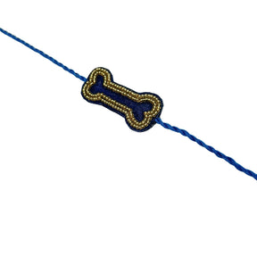 NEEL AJRAKH COTTON KURTA + BLUE BONE GOLD RAKHI FOR DOGS AND CATS