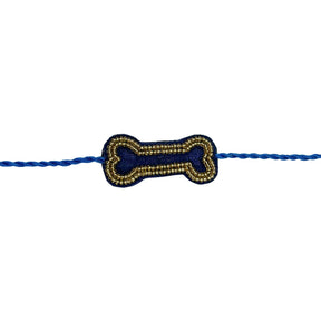 NEEL AJRAKH COTTON KURTA + BLUE BONE GOLD RAKHI FOR DOGS AND CATS