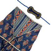 NEEL AJRAKH COTTON ANARKALI + BLUE GOLD BONE RAKHI FOR DOGS AND CATS