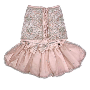 PEACH PINK ALENCON LACE HAND EMBROIDERED LEHENGA FOR DOGS AND CATS