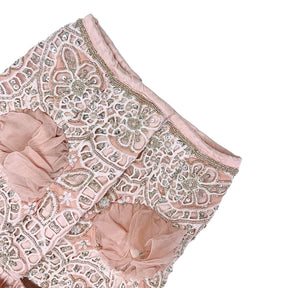 PEACH PINK ALENCON LACE HAND EMBROIDERED LEHENGA FOR DOGS AND CATS