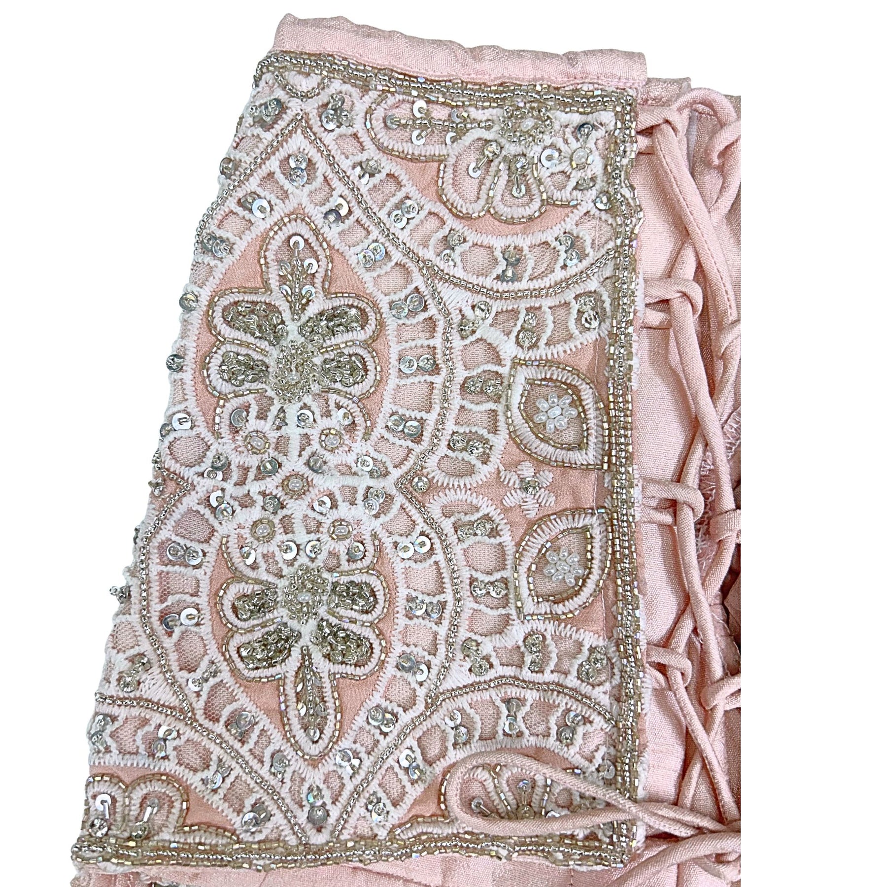 PEACH PINK ALENCON LACE HAND EMBROIDERED LEHENGA FOR DOGS AND CATS