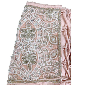 PEACH PINK ALENCON LACE HAND EMBROIDERED LEHENGA FOR DOGS AND CATS
