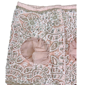 PEACH PINK ALENCON LACE HAND EMBROIDERED LEHENGA FOR DOGS AND CATS