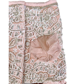 PEACH PINK ALENCON LACE HAND EMBROIDERED LEHENGA FOR DOGS AND CATS
