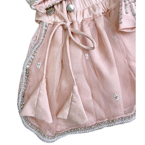 PEACH PINK ALENCON LACE HAND EMBROIDERED LEHENGA FOR DOGS AND CATS