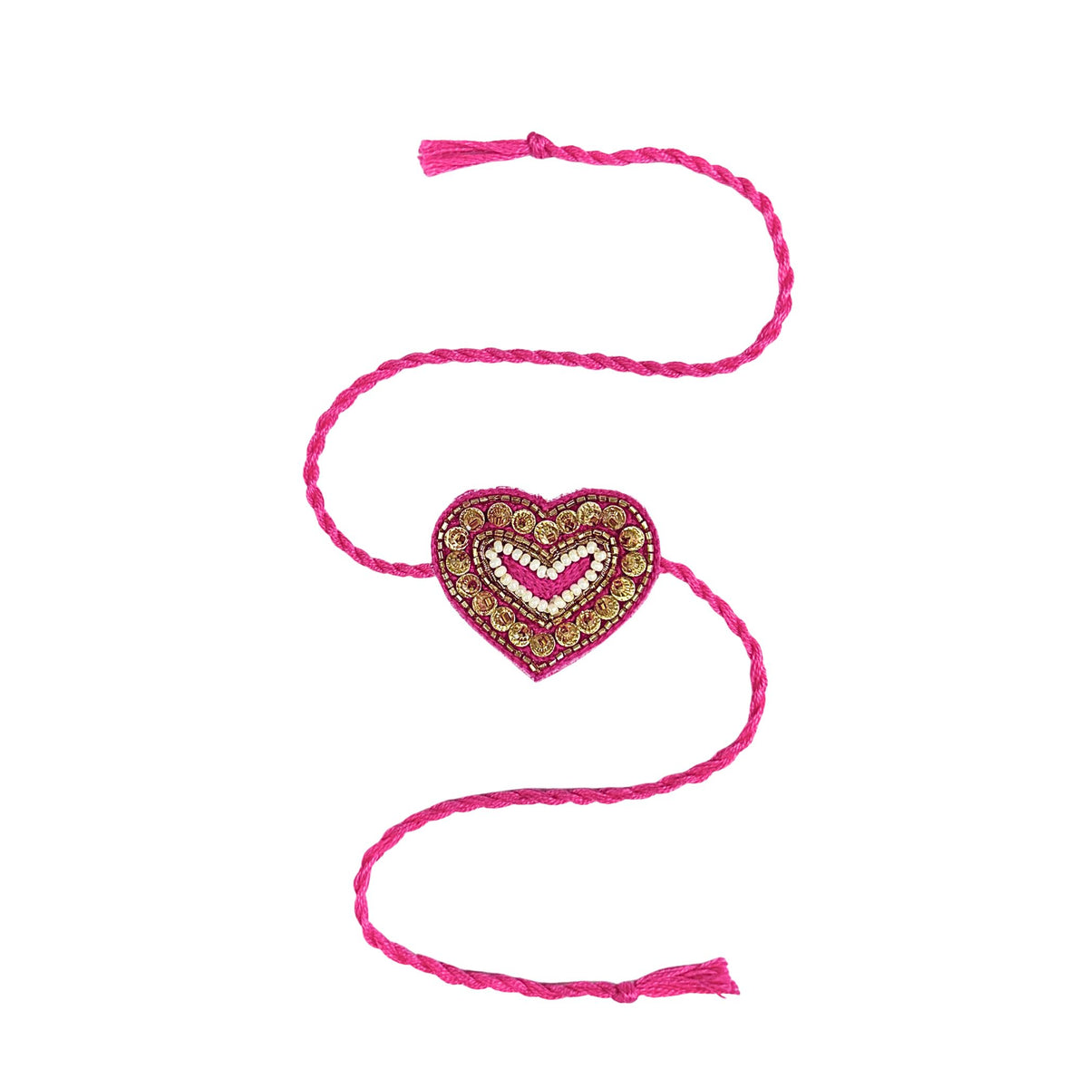 PINK HEART EMBROIDERED SET RAKHI FOR DOGS AND CATS