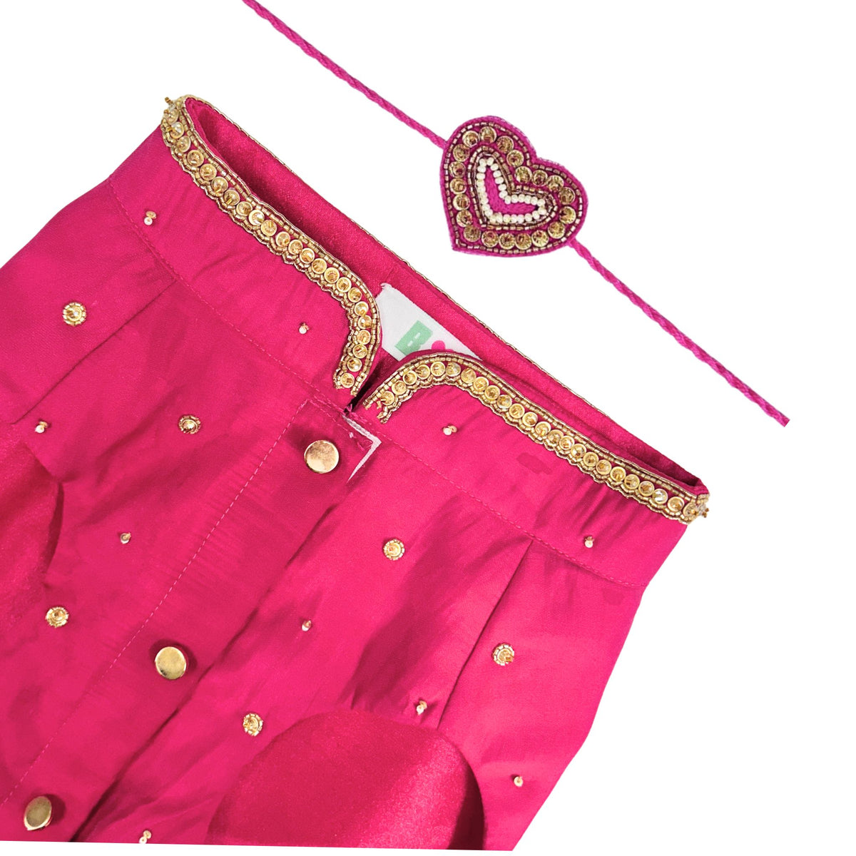 LITTLE BRO ROYAL HAND EMBROIDERED SHERWANI + PINK HEART EMBROIDERED SET RAKHI FOR DOGS AND CATS