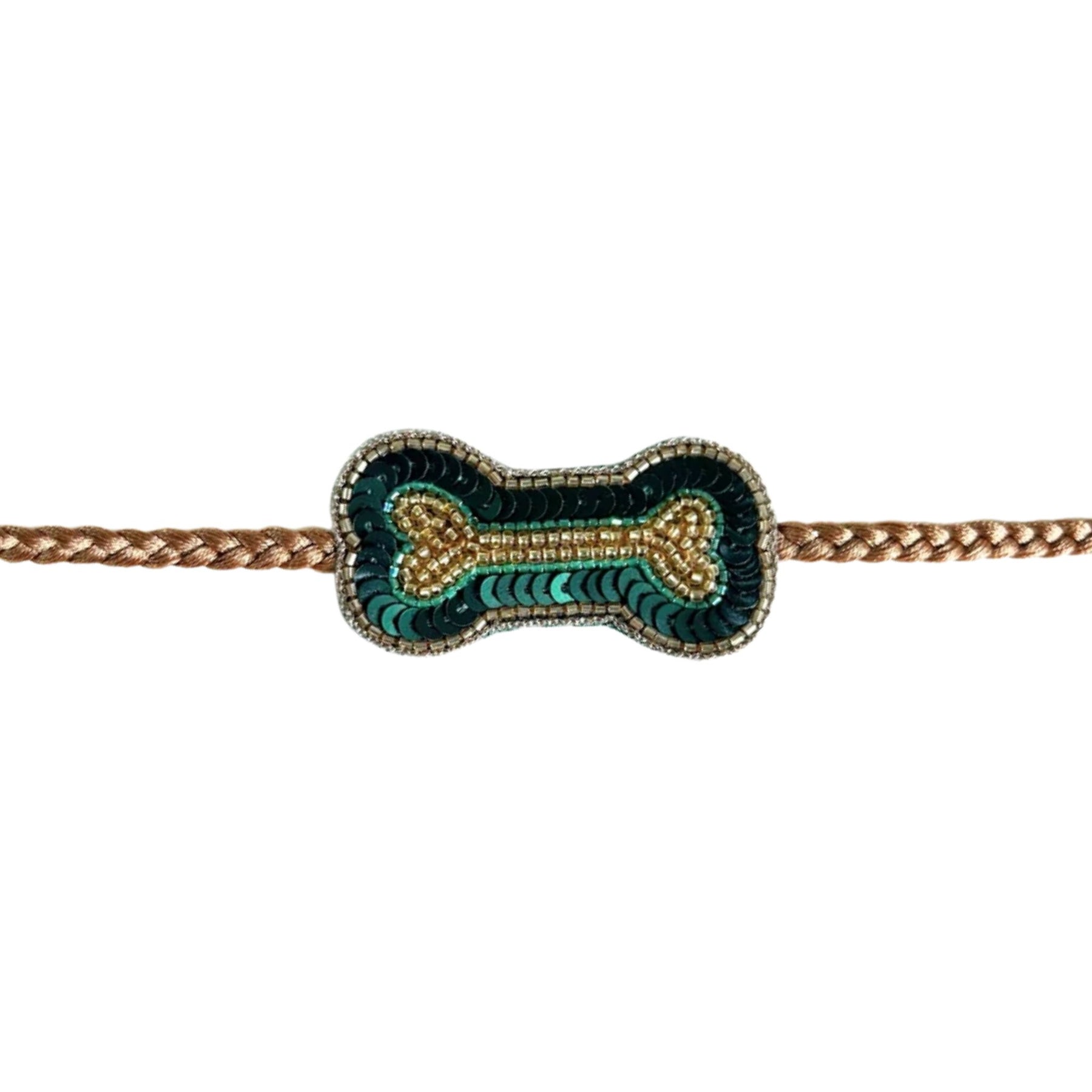 TEAL BLUE TISSUE FLORAL SEQUINS LEHENGA + EMERALD GREEN BONE RAKHI FOR DOGS AND CATS