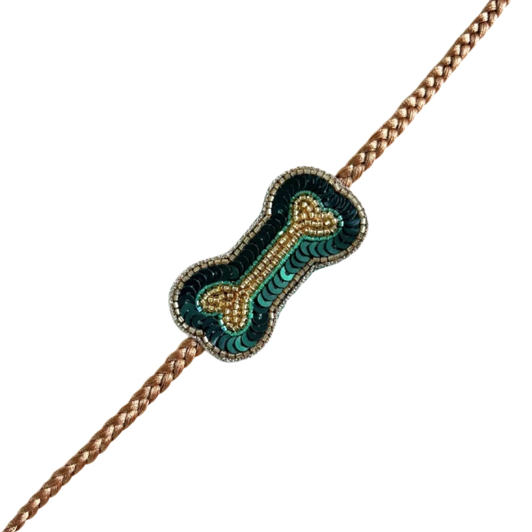 TEAL BLUE TISSUE FLORAL SEQUINS LEHENGA + EMERALD GREEN BONE RAKHI FOR DOGS AND CATS
