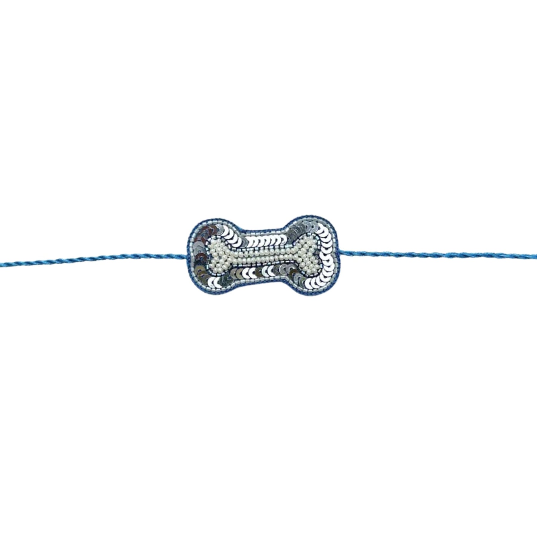 DAINTY FLORAL LIGHT BLUE LEHENGA + SILVER BLUE BONE RAKHI FOR DOGS AND CATS