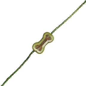MEHENDI GREEN BANDHANI PRINT HALTER NECK LEHENGA + LIGHT GREEN BONE RAKHI FOR DOGS AND CATS