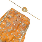 MUSTARD YELLOW FLORAL SEQUINS LEHENGA + YELLOW PAW-SOME RAKHI FOR DOGS AND CATS