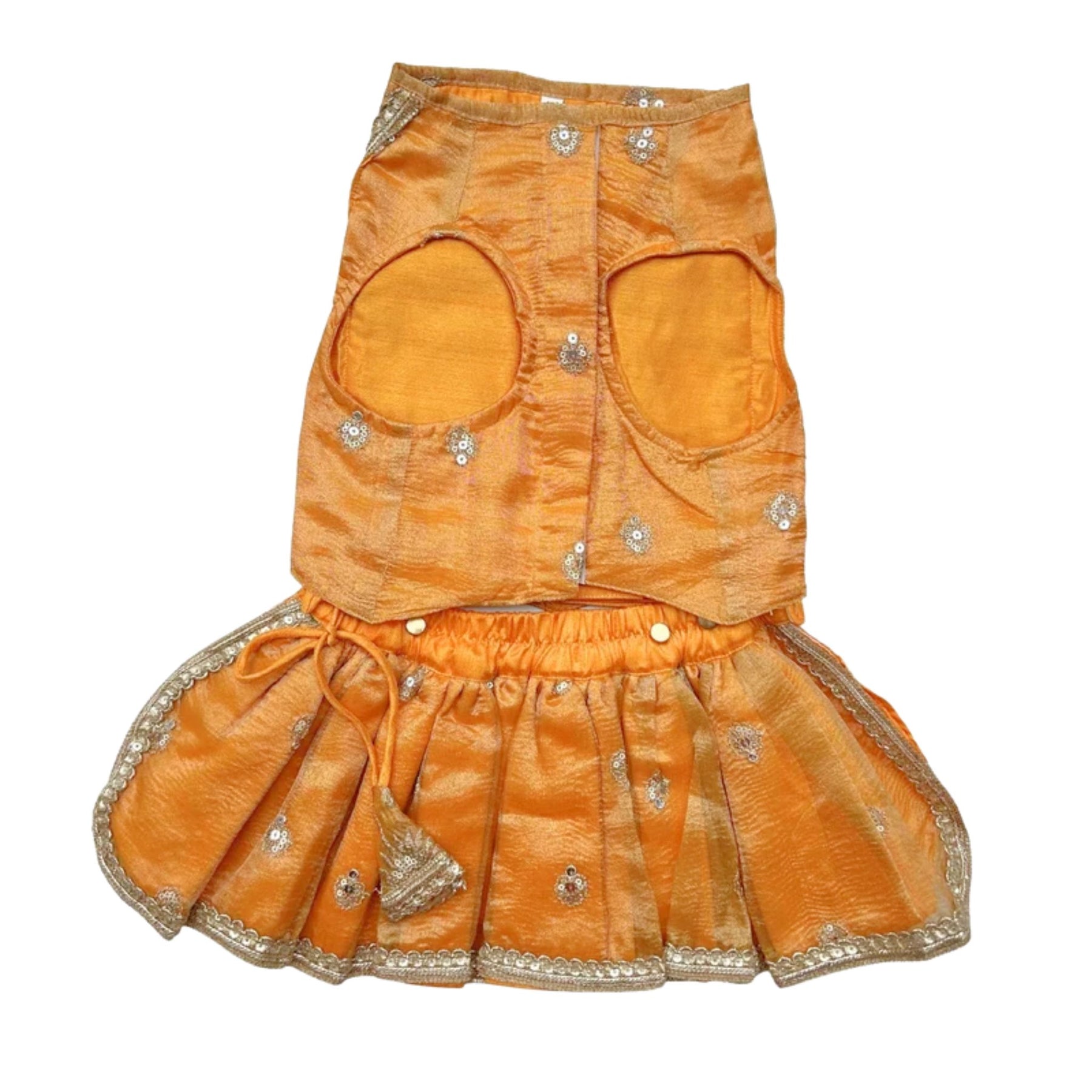 MUSTARD YELLOW FLORAL SEQUINS LEHENGA + YELLOW PAW-SOME RAKHI FOR DOGS AND CATS