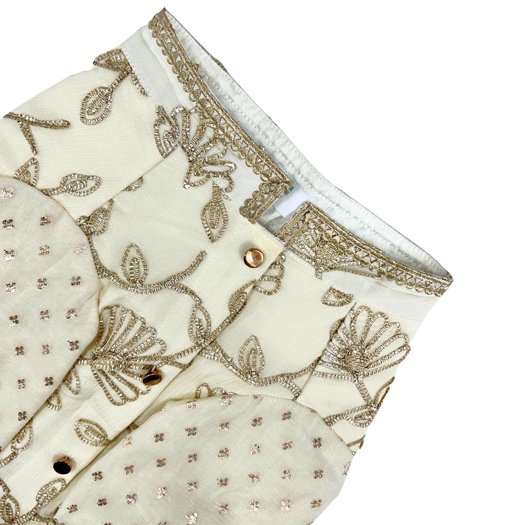OFF-WHITE BROCADE GOTA EMBROIDERED KURTA FOR DOGS AND CATS